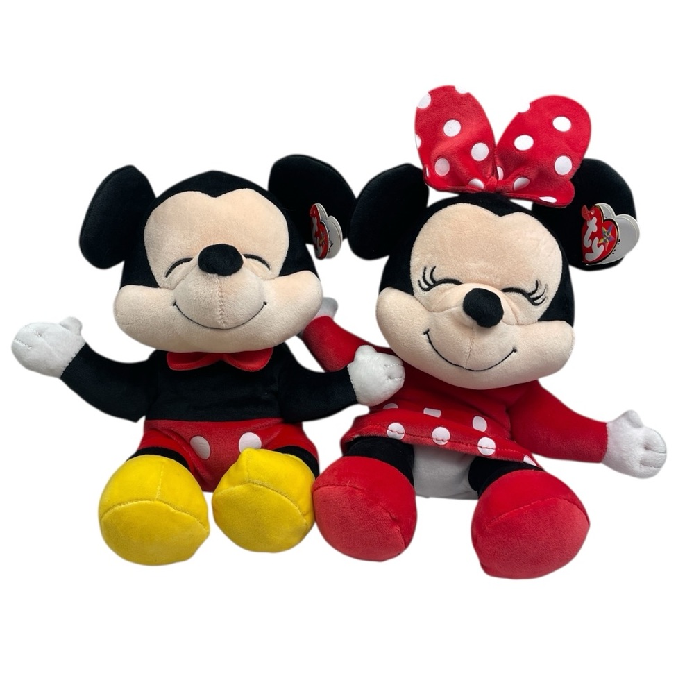 TY Beanie Buddy Disney Mickey Mouse & Minnie Mouse 12" Plush Toys NWT